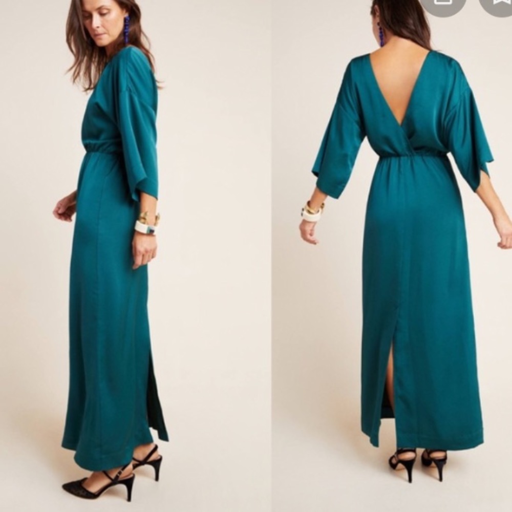 NWT anthro elegant satin maxi dress